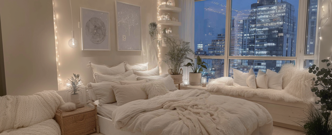 11 Cozy White Bedroom Ideas with String Lights (Apartment Aesthetic)