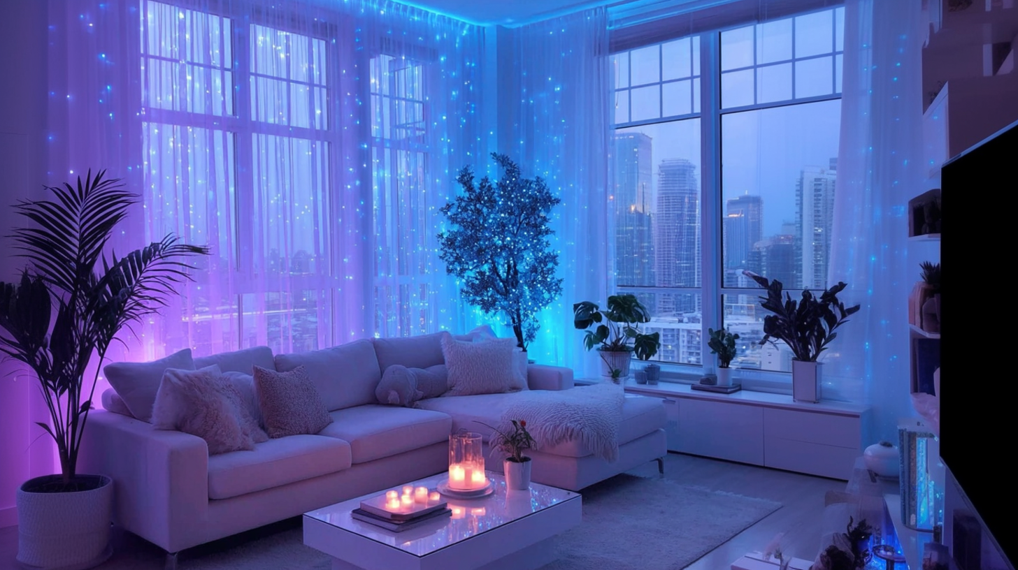 Modern Apartment Living Room: LED Layout & Essential Pieces